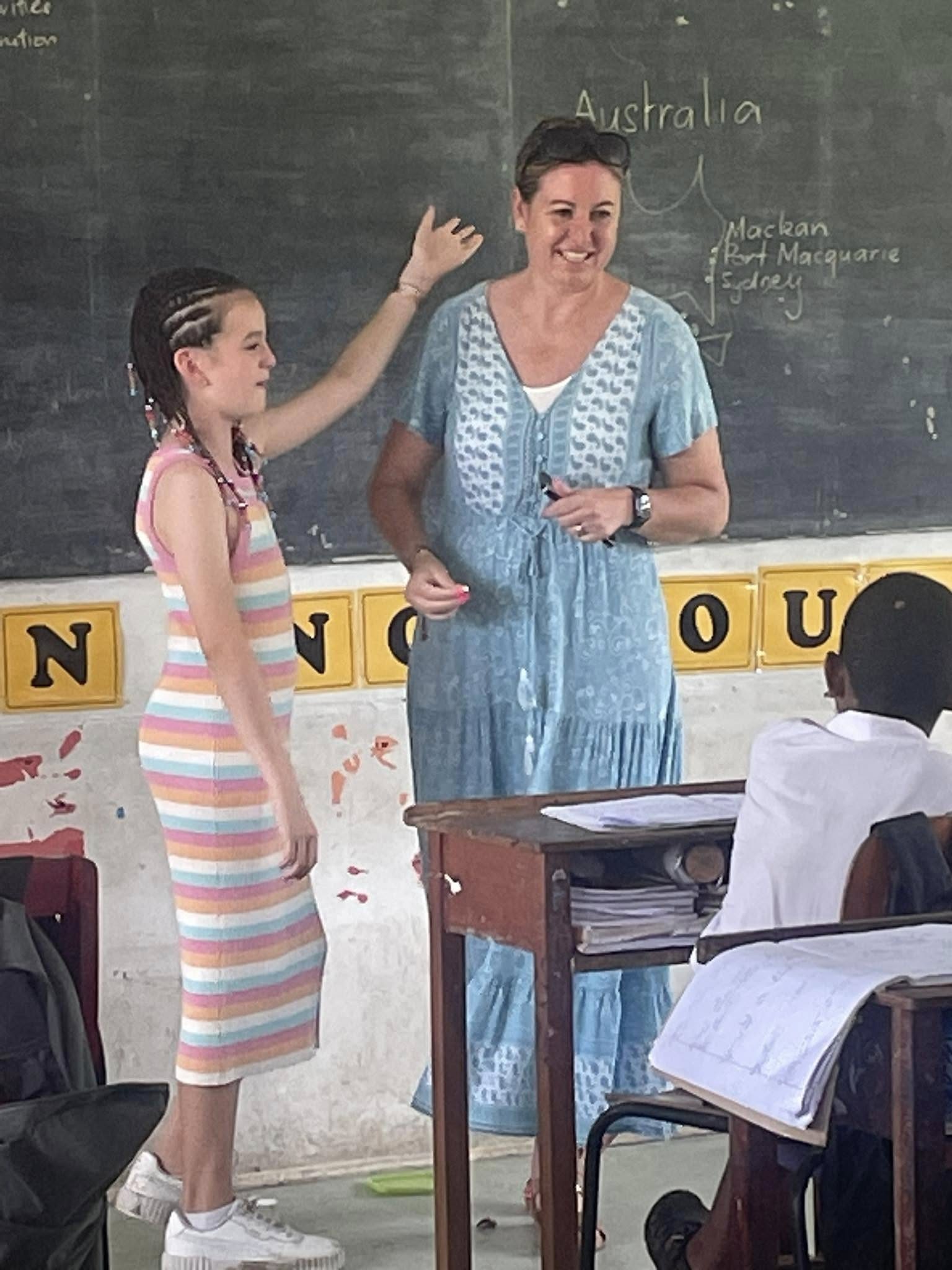 Teaching at the blackboard — Australia lesson