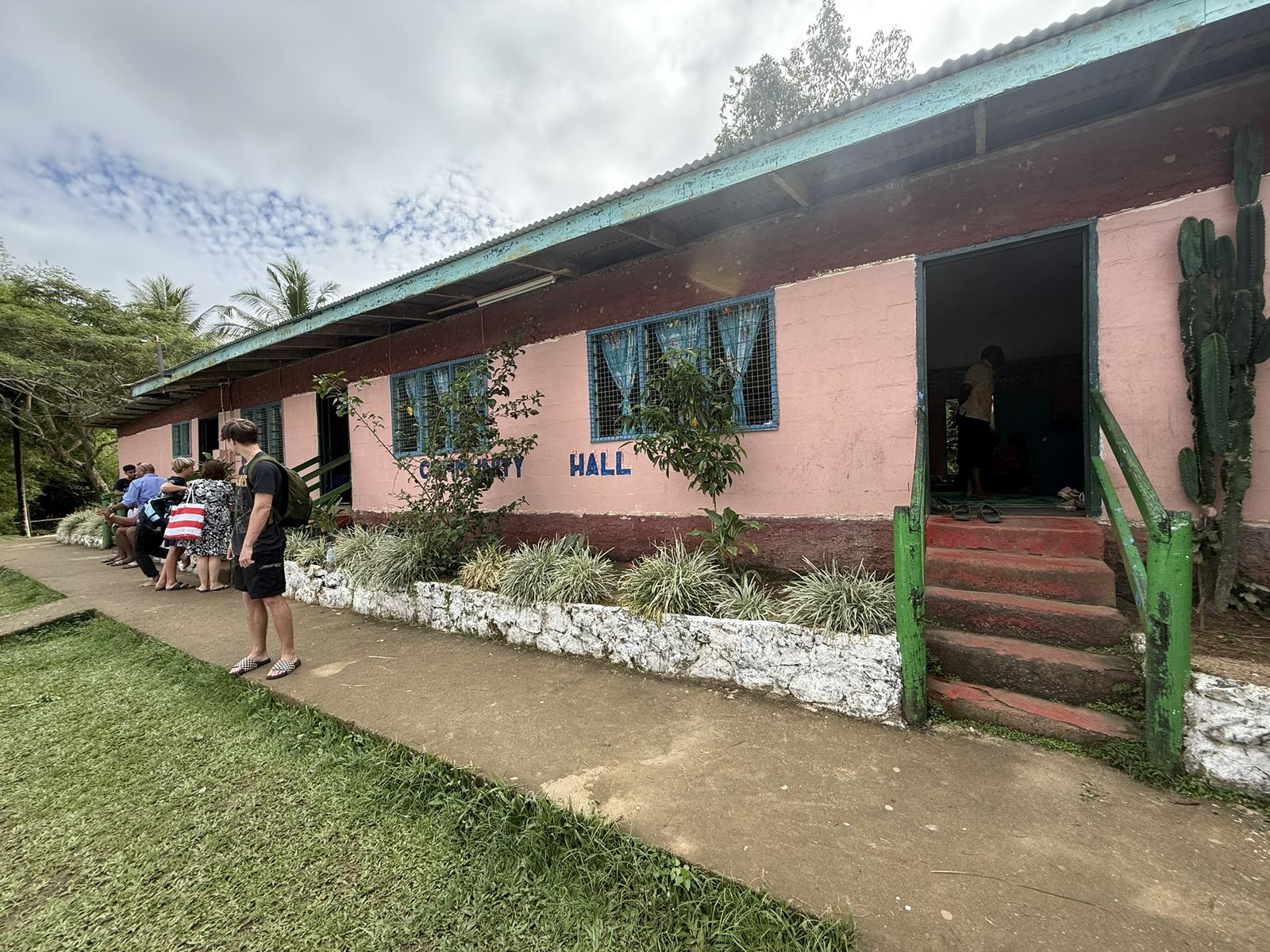 Trekking to the waterfall through Fijian jungle