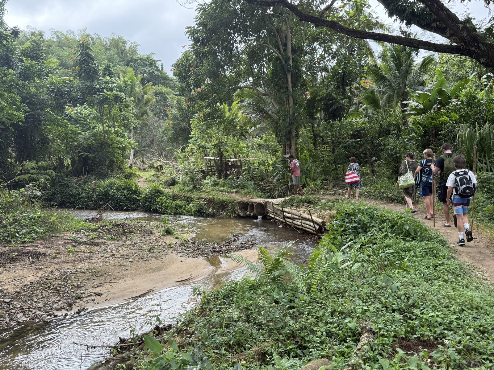 Crossing a bridge on the waterfall trail